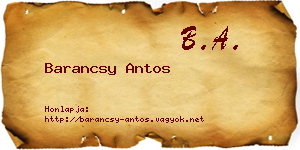 Barancsy Antos névjegykártya